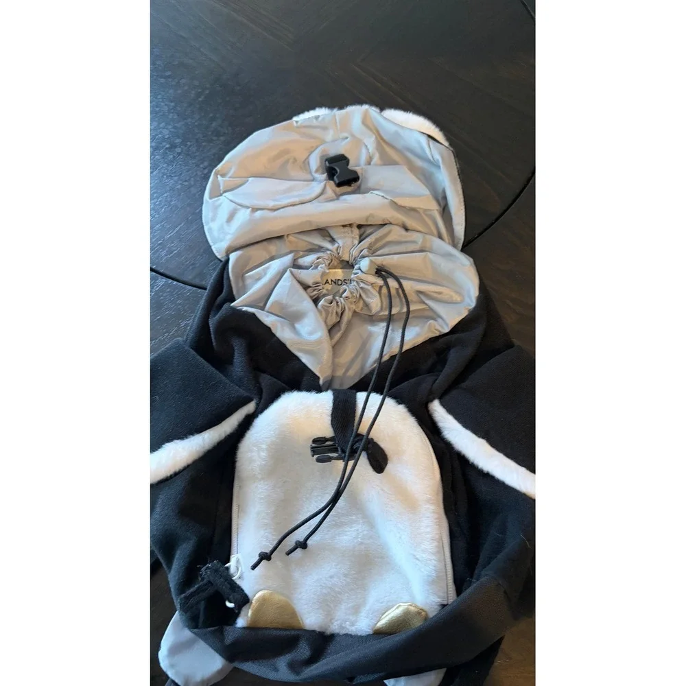 Lands' End Penguin Backpack Kids Small Black Excellent Faux Fur Animal Bag